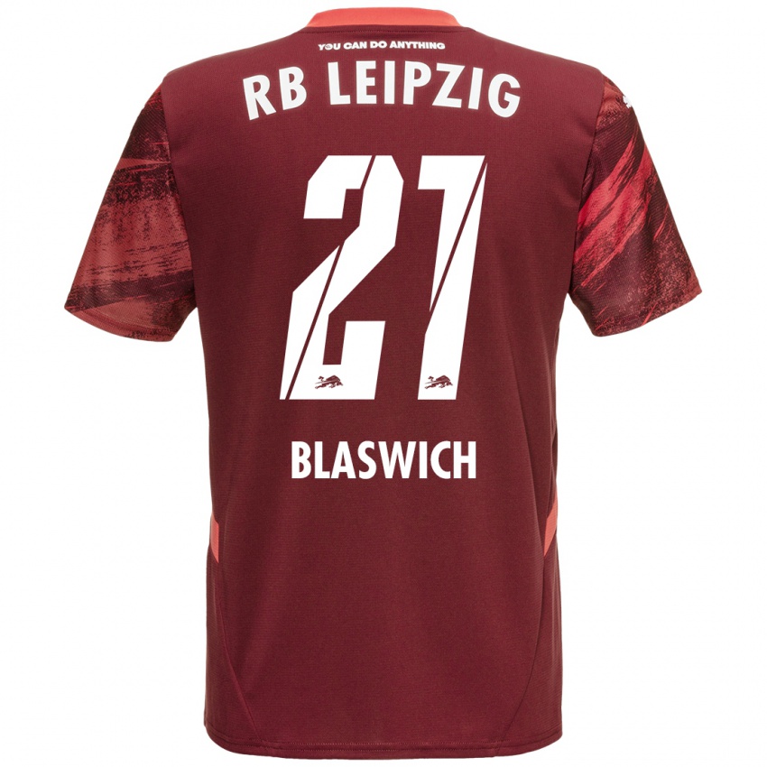 Lapset Janis Blaswich #21 Burgundia Vieraspaita 2024/25 Lyhythihainen Paita T-Paita