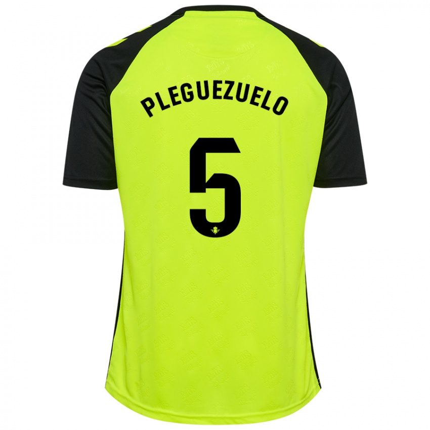 Lapset Xavi Pleguezuelo #5 Fluoresoiva Keltainen Musta Vieraspaita 2024/25 Lyhythihainen Paita T-Paita