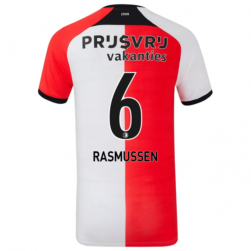 Miesten Jacob Rasmussen #6 Punainen Valkoinen Kotipaita 2024/25 Lyhythihainen Paita T-Paita