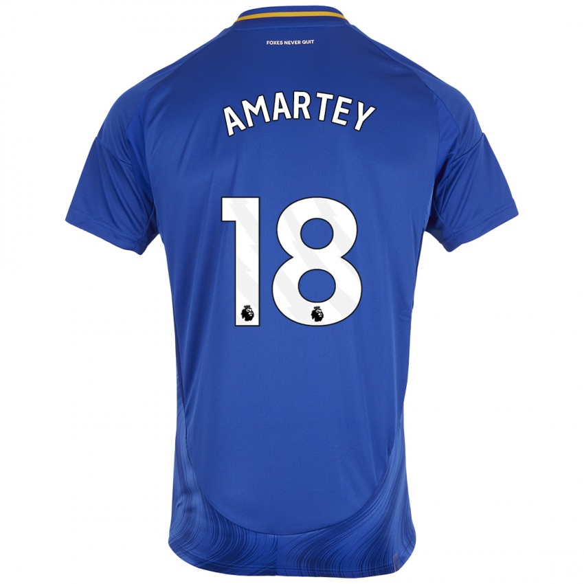 Miesten Daniel Amartey #18 Sininen Valkoinen Kotipaita 2024/25 Lyhythihainen Paita T-Paita