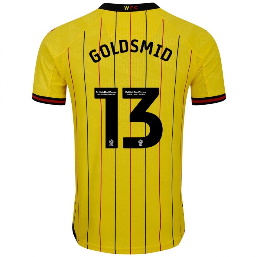 Miesten Jacqui Goldsmid #13 Keltainen Musta Kotipaita 2024/25 Lyhythihainen Paita T-Paita