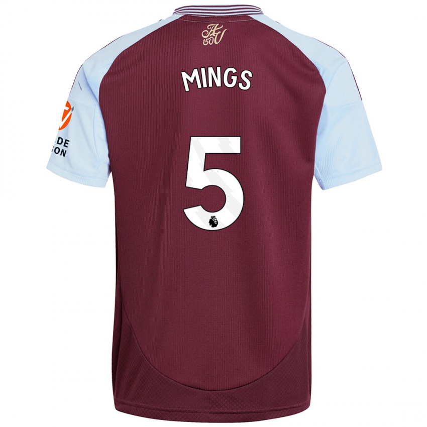 Miesten Tyrone Mings #5 Burgundin Taivaansininen Kotipaita 2024/25 Lyhythihainen Paita T-Paita