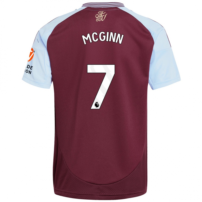 Miesten John Mcginn #7 Burgundin Taivaansininen Kotipaita 2024/25 Lyhythihainen Paita T-Paita