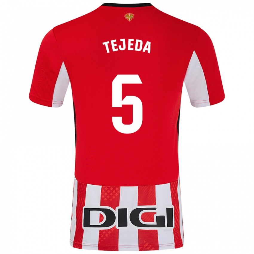 Miesten Diego Tejeda #5 Punainen Valkoinen Kotipaita 2024/25 Lyhythihainen Paita T-Paita