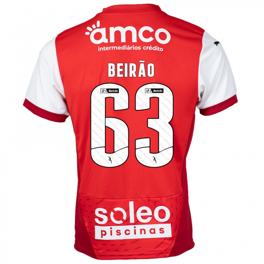 Miesten Rodrigo Beirão #63 Punainen Valkoinen Kotipaita 2024/25 Lyhythihainen Paita T-Paita