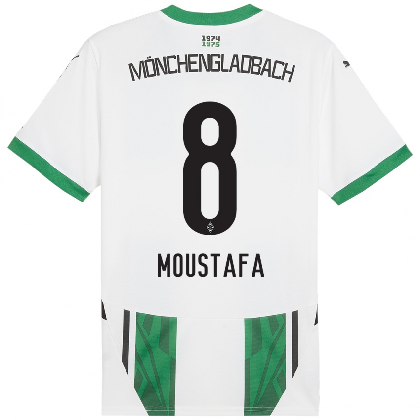 Miesten Moustafa Ashraf Moustafa #8 Valkoinen Vihreä Kotipaita 2024/25 Lyhythihainen Paita T-Paita