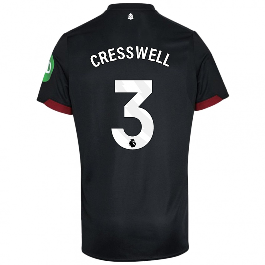 Miesten Aaron Cresswell #3 Musta Valkoinen Vieraspaita 2024/25 Lyhythihainen Paita T-Paita