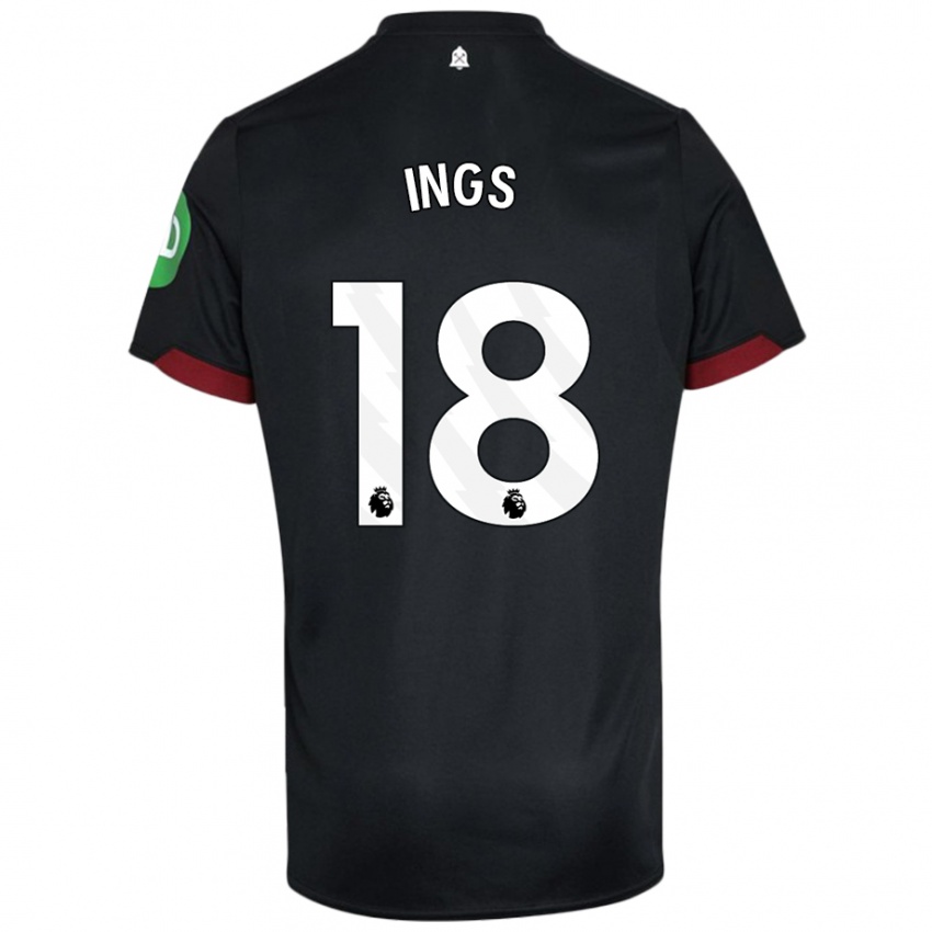 Miesten Danny Ings #18 Musta Valkoinen Vieraspaita 2024/25 Lyhythihainen Paita T-Paita