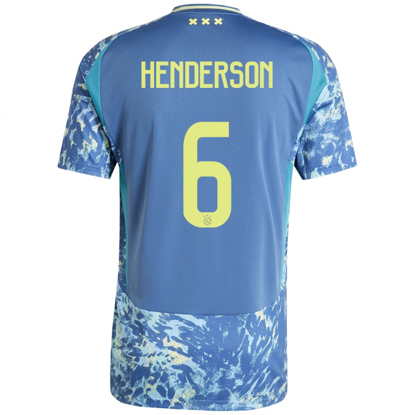 Miesten Jordan Henderson #6 Harmaa Sininen Keltainen Vieraspaita 2024/25 Lyhythihainen Paita T-Paita