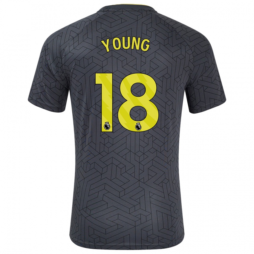 Miesten Ashley Young #18 Musta Keltainen Vieraspaita 2024/25 Lyhythihainen Paita T-Paita