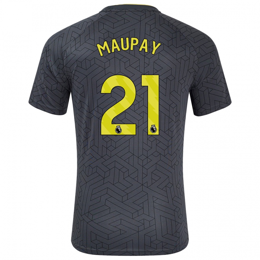 Miesten Neal Maupay #21 Musta Keltainen Vieraspaita 2024/25 Lyhythihainen Paita T-Paita