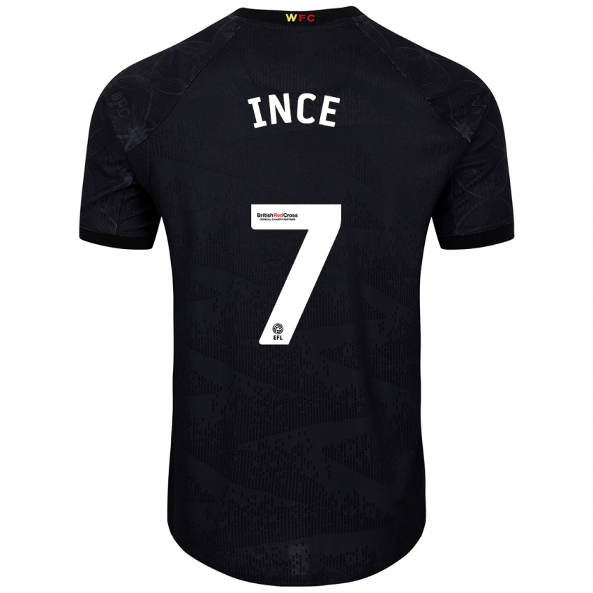 Miesten Tom Ince #7 Musta Valkoinen Vieraspaita 2024/25 Lyhythihainen Paita T-Paita