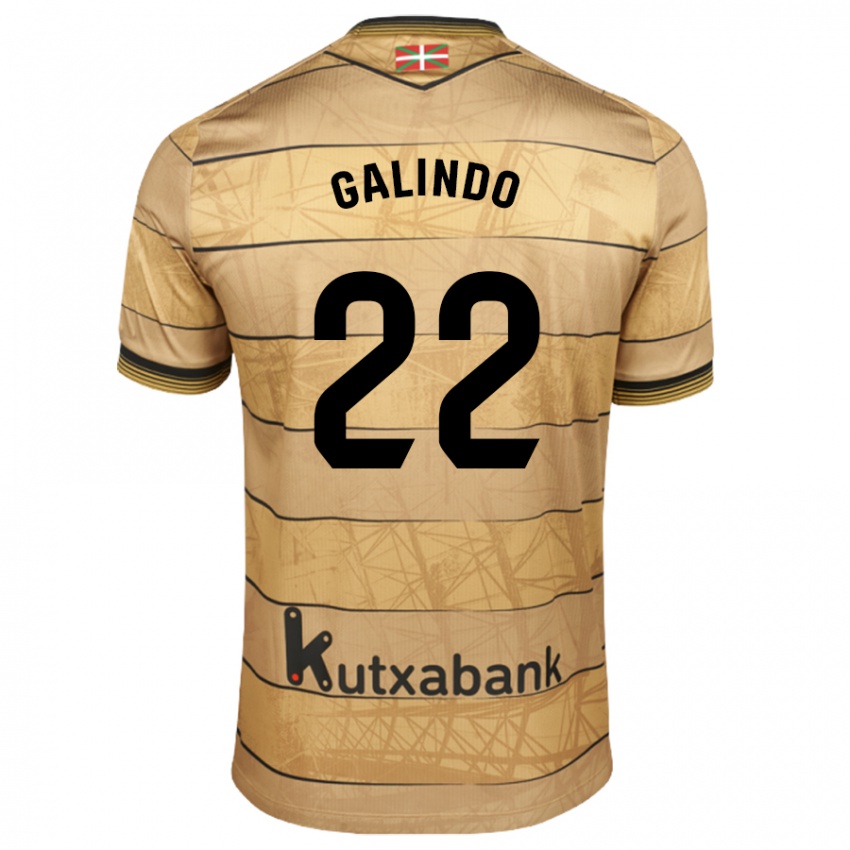 Miesten Iker Galindo #22 Ruskea Vieraspaita 2024/25 Lyhythihainen Paita T-Paita