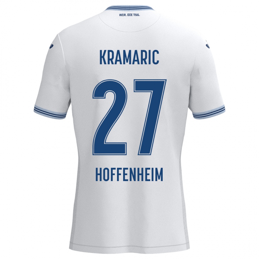 Miesten Andrej Kramaric #27 Valkoinen Sininen Vieraspaita 2024/25 Lyhythihainen Paita T-Paita