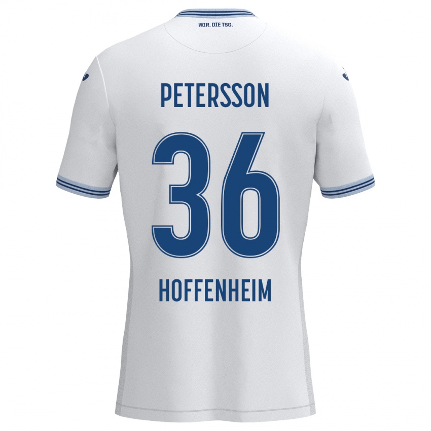 Miesten Lúkas Petersson #36 Valkoinen Sininen Vieraspaita 2024/25 Lyhythihainen Paita T-Paita