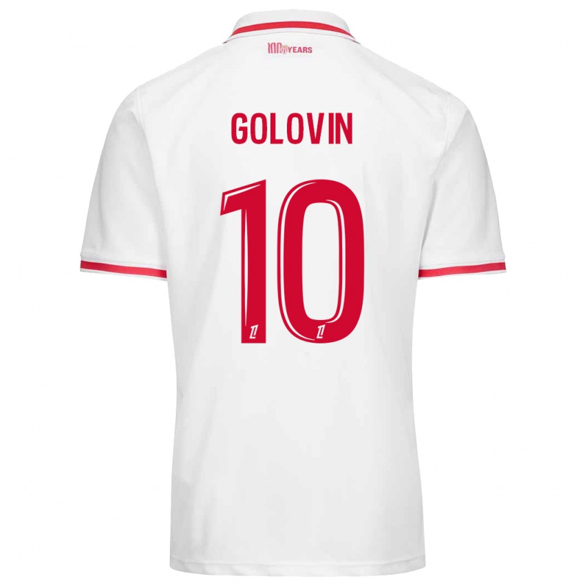 Lapset Aleksandr Golovin #10 Valkoinen Punainen Kotipaita 2024/25 Lyhythihainen Paita T-Paita