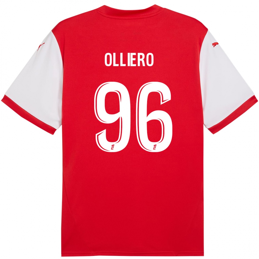 Lapset Alexandre Olliero #96 Punainen Valkoinen Kotipaita 2024/25 Lyhythihainen Paita T-Paita