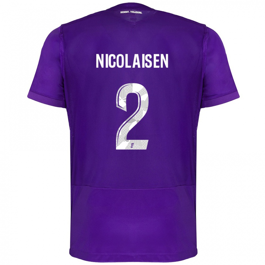 Lapset Rasmus Nicolaisen #2 Violetti Valkoinen Kotipaita 2024/25 Lyhythihainen Paita T-Paita