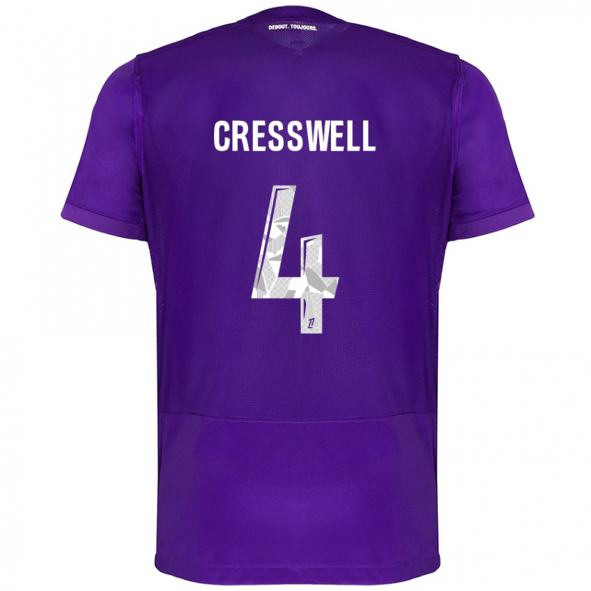 Lapset Charlie Cresswell #4 Violetti Valkoinen Kotipaita 2024/25 Lyhythihainen Paita T-Paita