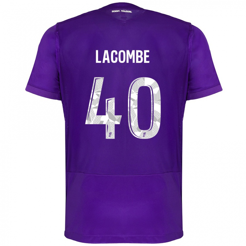 Lapset Justin Lacombe #40 Violetti Valkoinen Kotipaita 2024/25 Lyhythihainen Paita T-Paita