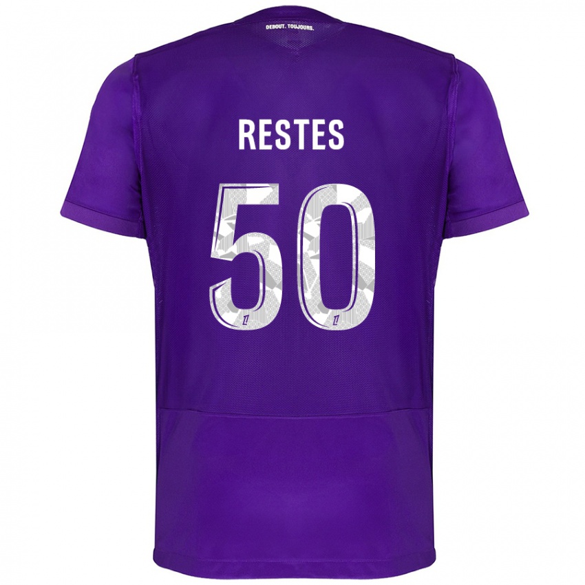 Lapset Guillaume Restes #50 Violetti Valkoinen Kotipaita 2024/25 Lyhythihainen Paita T-Paita