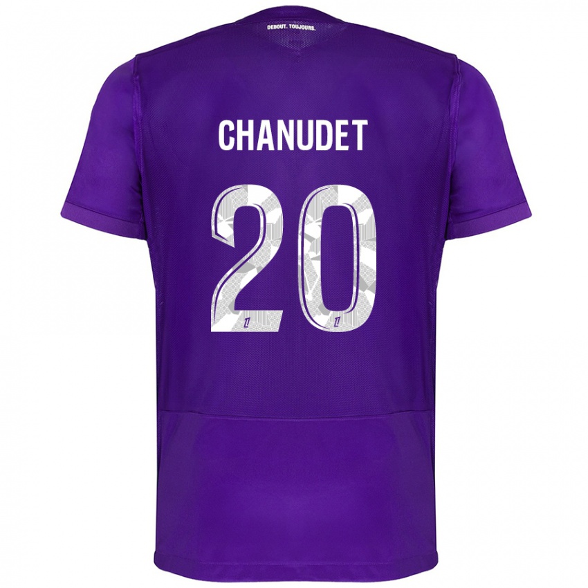 Lapset Coralie Chanudet #20 Violetti Valkoinen Kotipaita 2024/25 Lyhythihainen Paita T-Paita