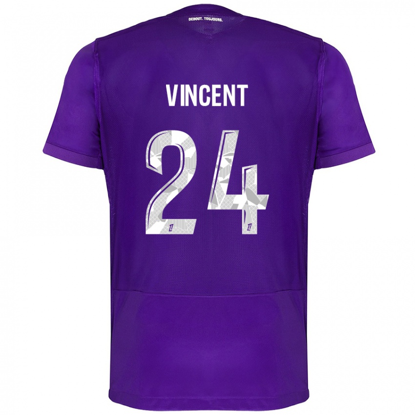 Lapset Magalie Vincent #24 Violetti Valkoinen Kotipaita 2024/25 Lyhythihainen Paita T-Paita