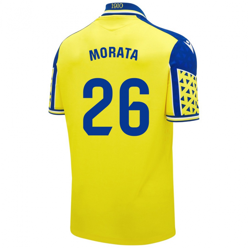 Lapset Álex Morata #26 Keltainen Sininen Kotipaita 2024/25 Lyhythihainen Paita T-Paita