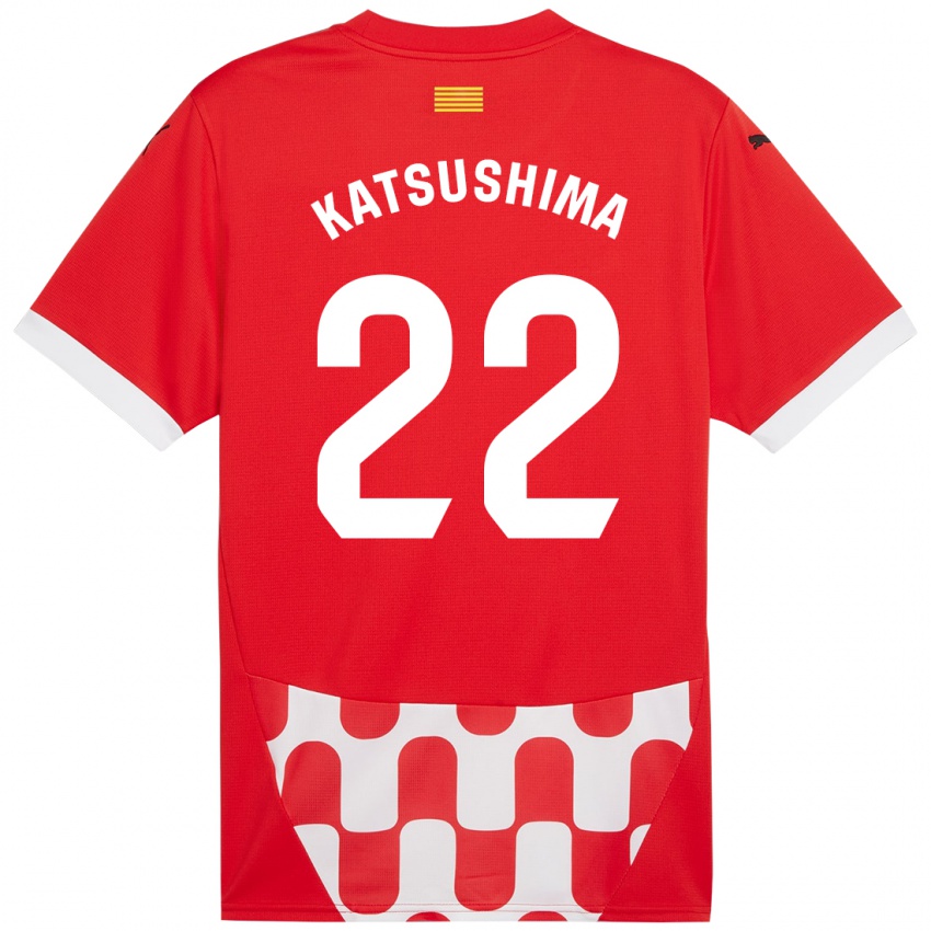 Lapset Shinnosuke Katsushima #22 Punainen Valkoinen Kotipaita 2024/25 Lyhythihainen Paita T-Paita