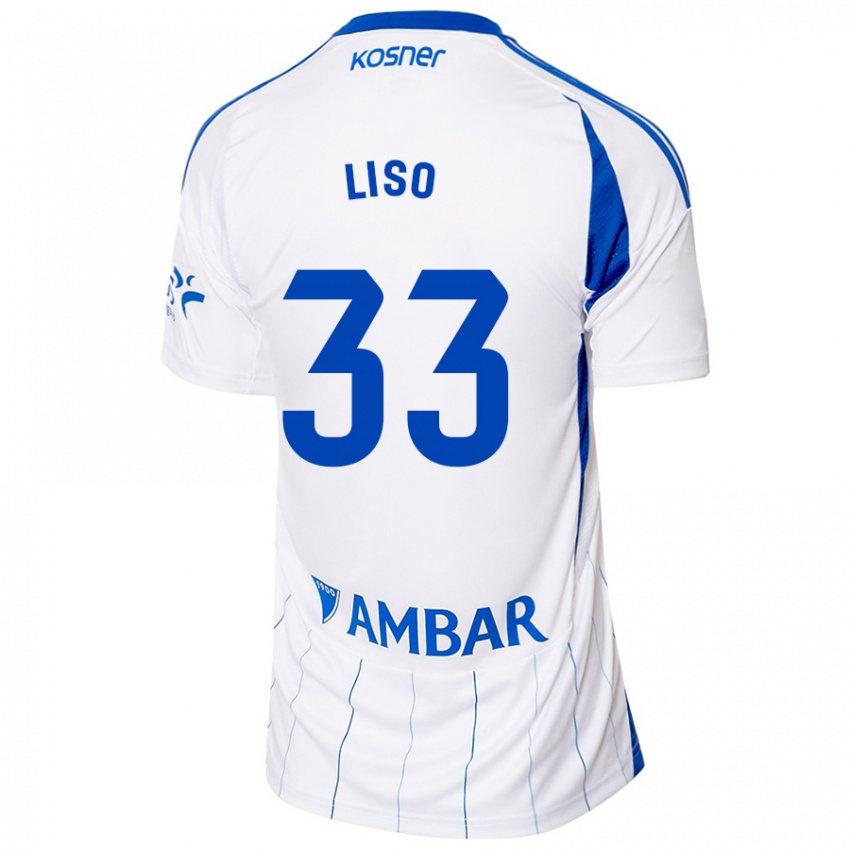 Lapset Adrián Liso #33 Punainen Valkoinen Kotipaita 2024/25 Lyhythihainen Paita T-Paita