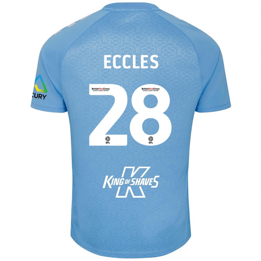 Lapset Josh Eccles #28 Sininen Valkoinen Kotipaita 2024/25 Lyhythihainen Paita T-Paita