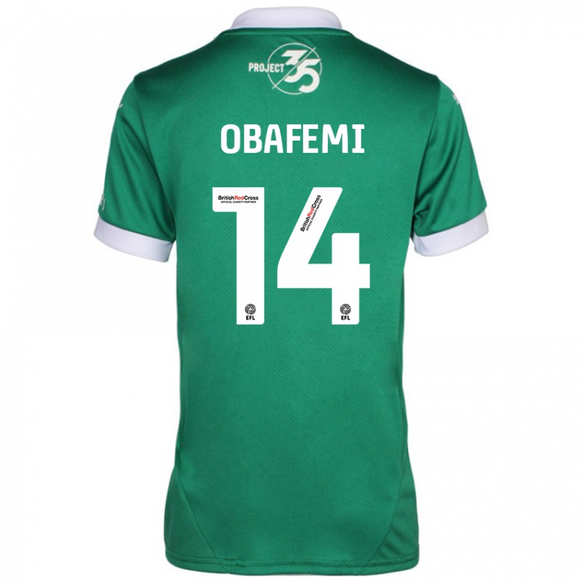 Lapset Michael Obafemi #14 Vihreä Valkoinen Kotipaita 2024/25 Lyhythihainen Paita T-Paita