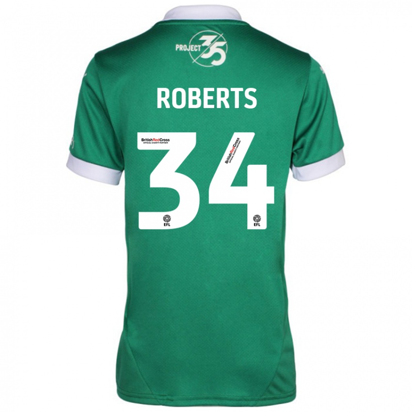 Lapset Caleb Roberts #34 Vihreä Valkoinen Kotipaita 2024/25 Lyhythihainen Paita T-Paita