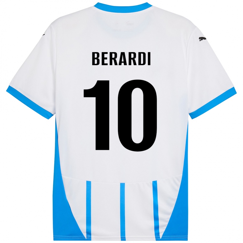 Lapset Domenico Berardi #10 Valkoinen Sininen Vieraspaita 2024/25 Lyhythihainen Paita T-Paita