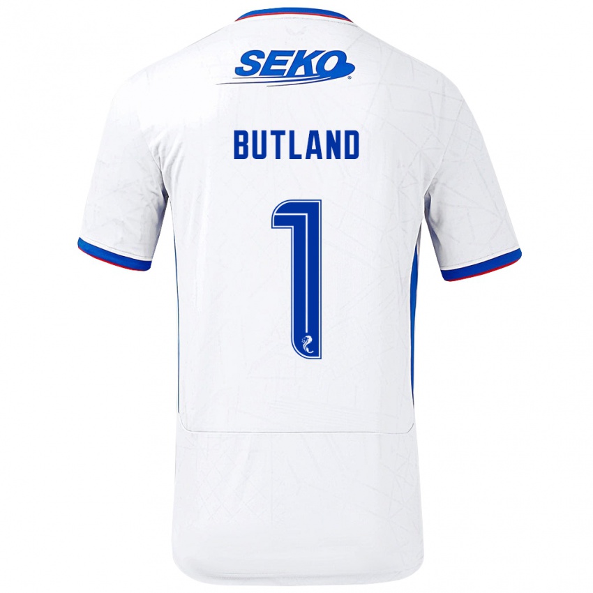 Lapset Jack Butland #1 Valkoinen Sininen Vieraspaita 2024/25 Lyhythihainen Paita T-Paita