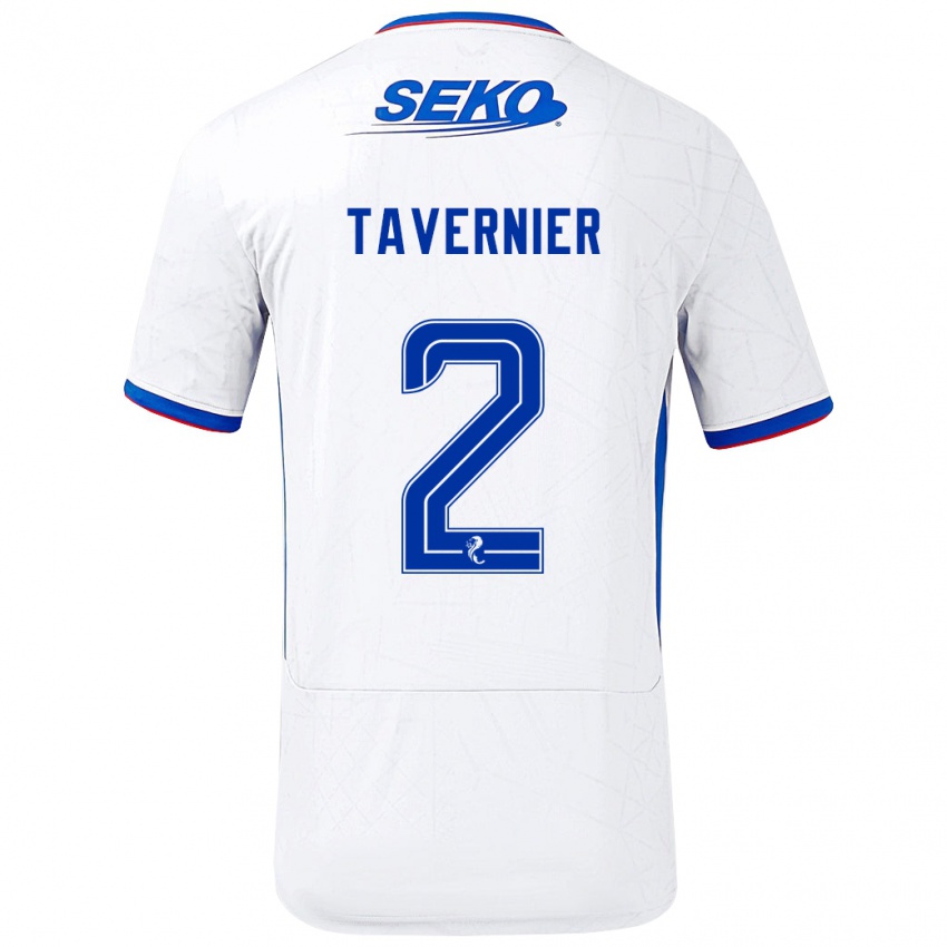 Lapset James Tavernier #2 Valkoinen Sininen Vieraspaita 2024/25 Lyhythihainen Paita T-Paita