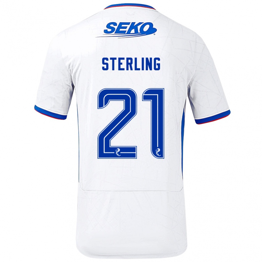 Lapset Dujon Sterling #21 Valkoinen Sininen Vieraspaita 2024/25 Lyhythihainen Paita T-Paita