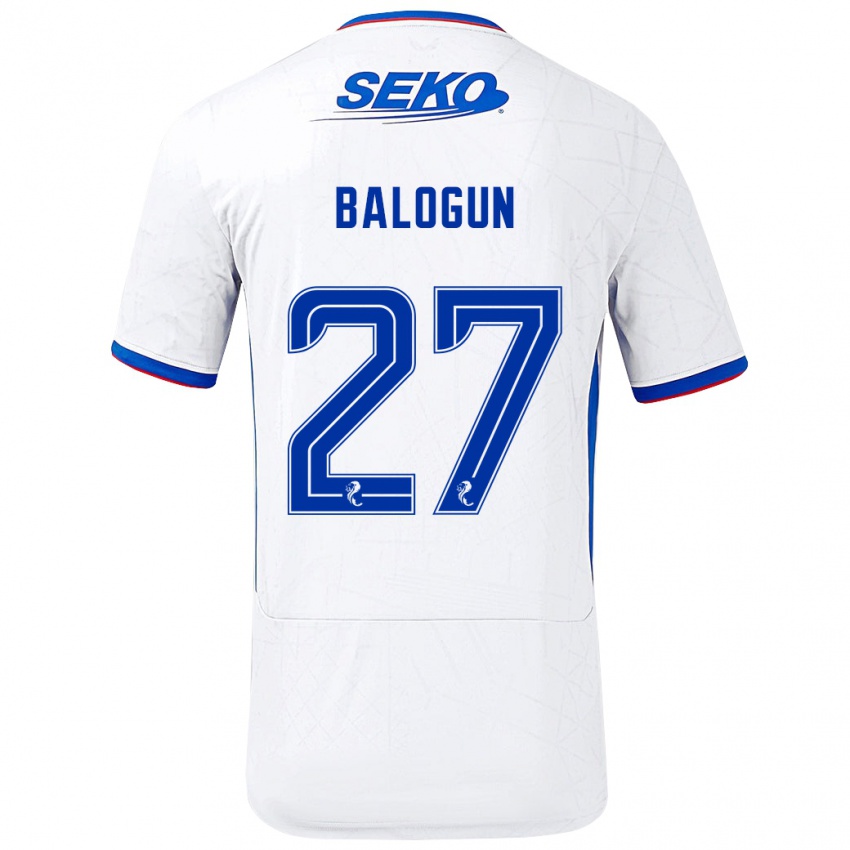 Lapset Leon Balogun #27 Valkoinen Sininen Vieraspaita 2024/25 Lyhythihainen Paita T-Paita