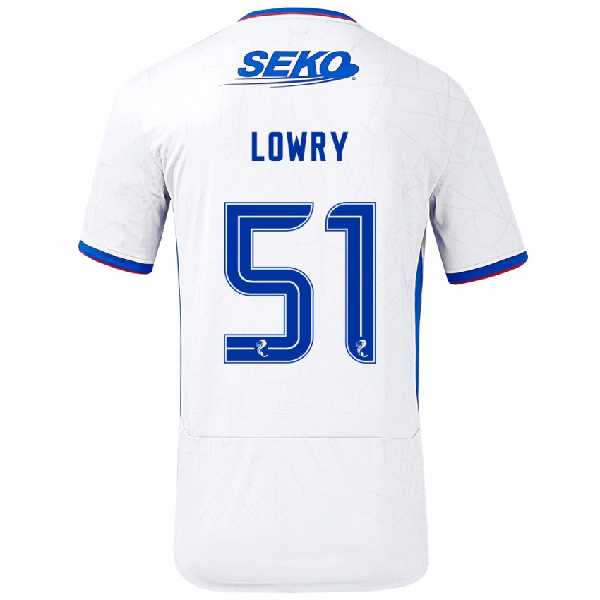 Lapset Alex Lowry #51 Valkoinen Sininen Vieraspaita 2024/25 Lyhythihainen Paita T-Paita