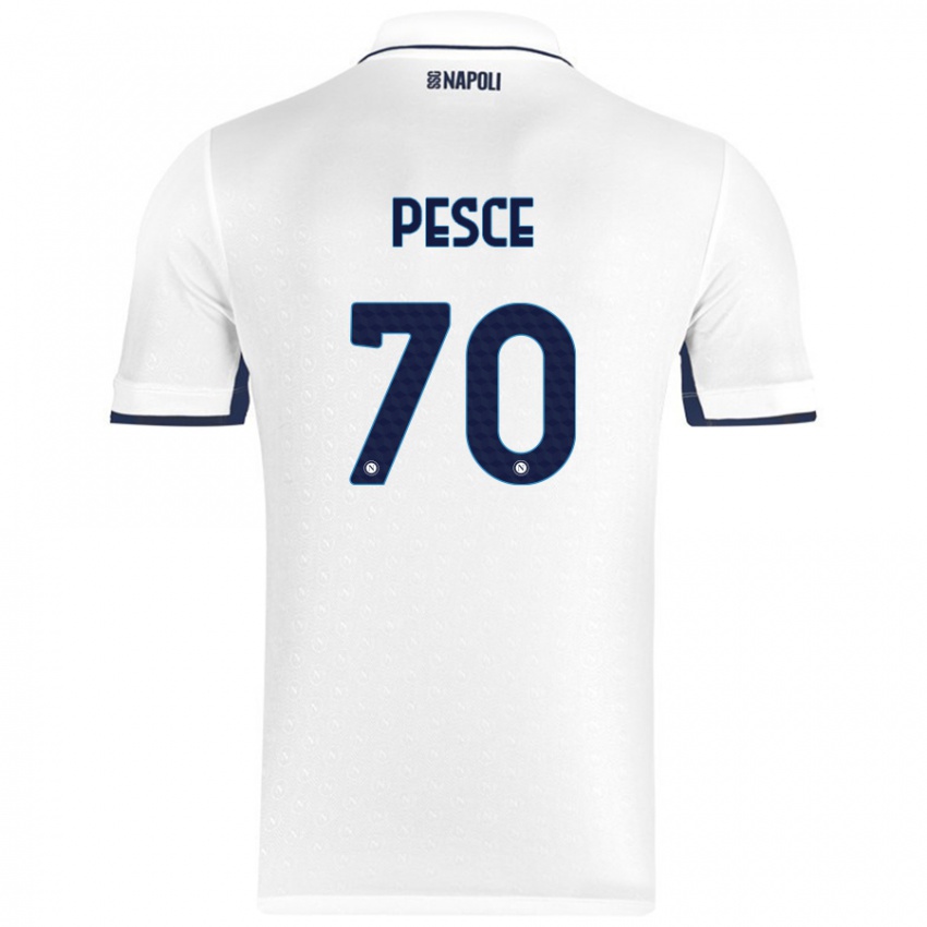 Lapset Antonio Pesce #70 Valkoinen Royal Blue Vieraspaita 2024/25 Lyhythihainen Paita T-Paita