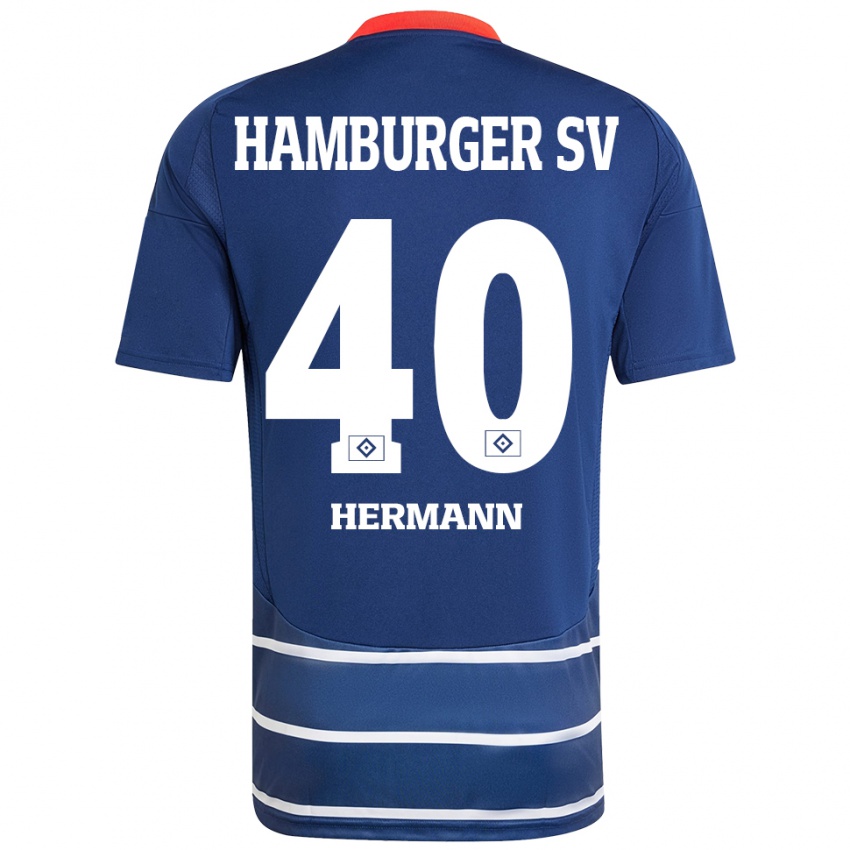 Lapset Hannes Hermann #40 Tummansininen Vieraspaita 2024/25 Lyhythihainen Paita T-Paita