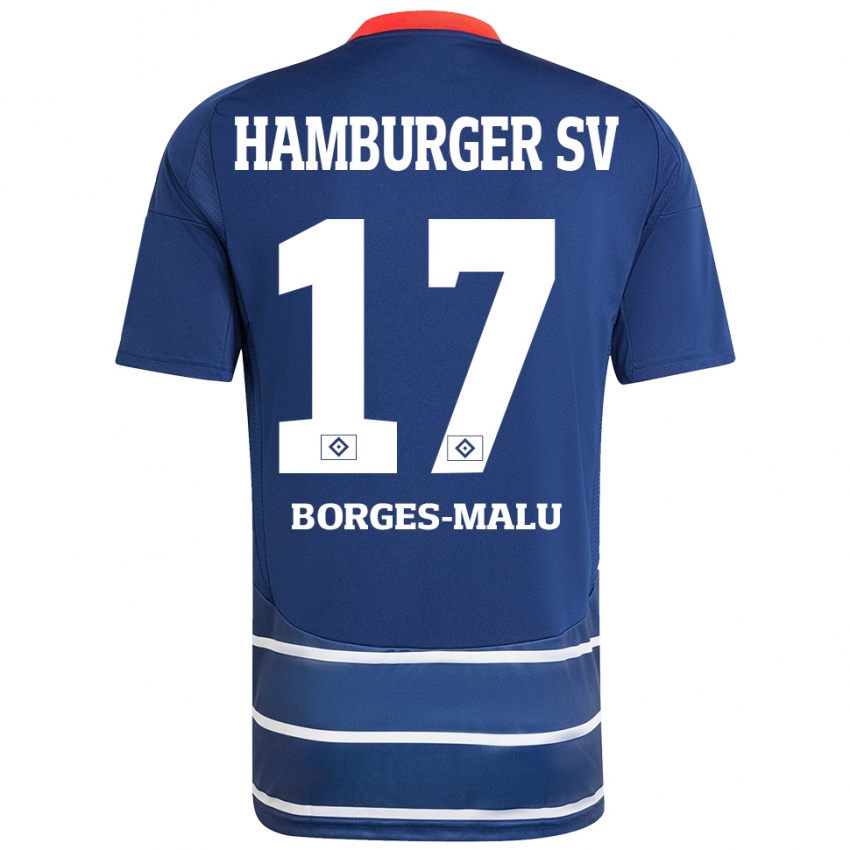 Lapset Louis Borges-Malu #17 Tummansininen Vieraspaita 2024/25 Lyhythihainen Paita T-Paita