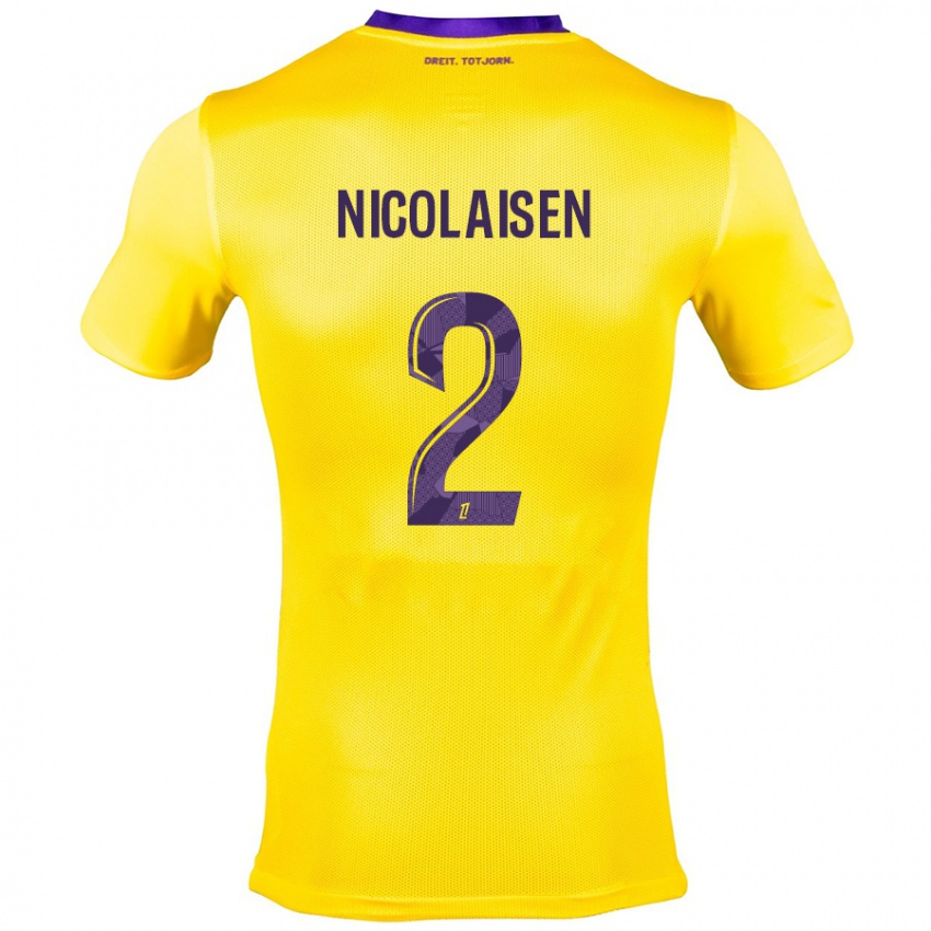 Lapset Rasmus Nicolaisen #2 Keltainen Violetti Vieraspaita 2024/25 Lyhythihainen Paita T-Paita