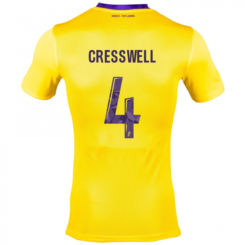 Lapset Charlie Cresswell #4 Keltainen Violetti Vieraspaita 2024/25 Lyhythihainen Paita T-Paita