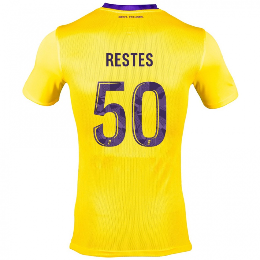 Lapset Guillaume Restes #50 Keltainen Violetti Vieraspaita 2024/25 Lyhythihainen Paita T-Paita