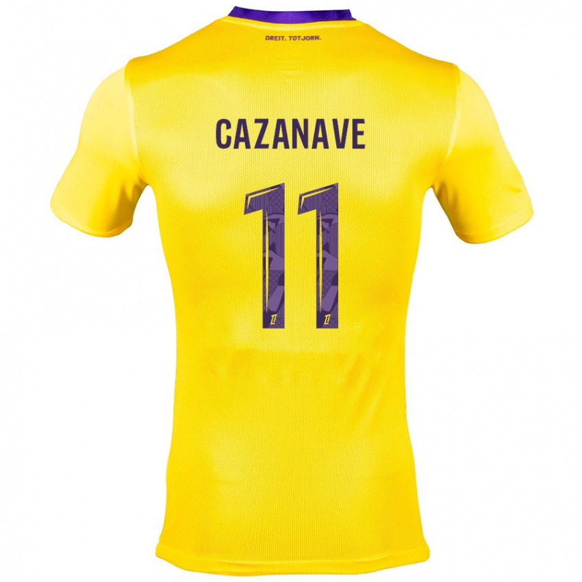 Lapset Julie Cazanave #11 Keltainen Violetti Vieraspaita 2024/25 Lyhythihainen Paita T-Paita