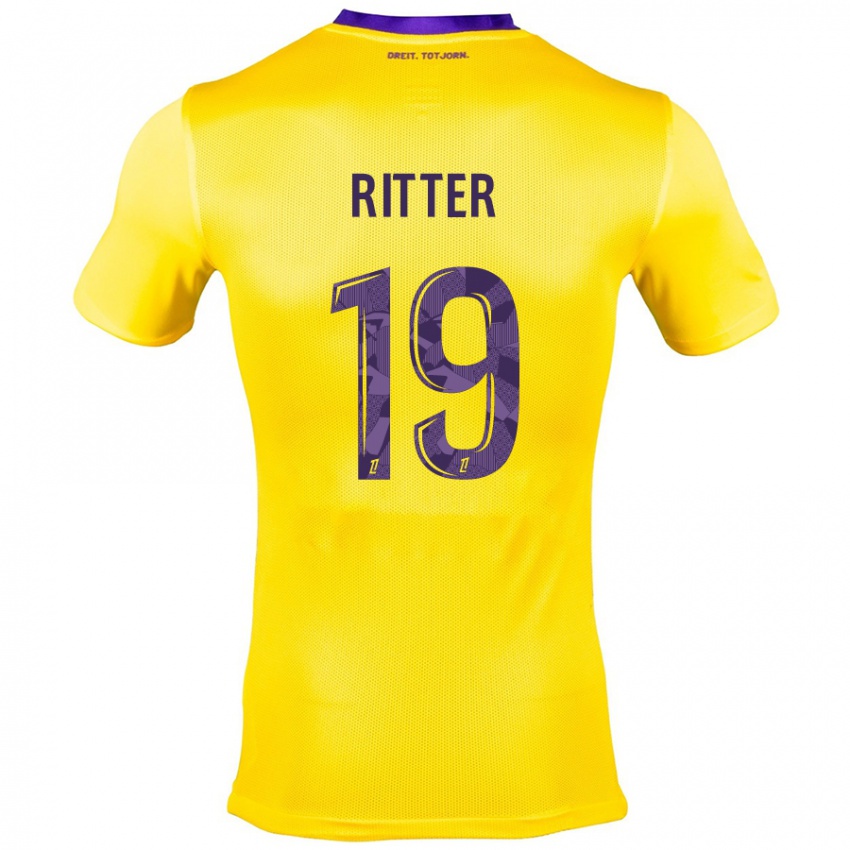 Lapset Morgane Ritter #19 Keltainen Violetti Vieraspaita 2024/25 Lyhythihainen Paita T-Paita