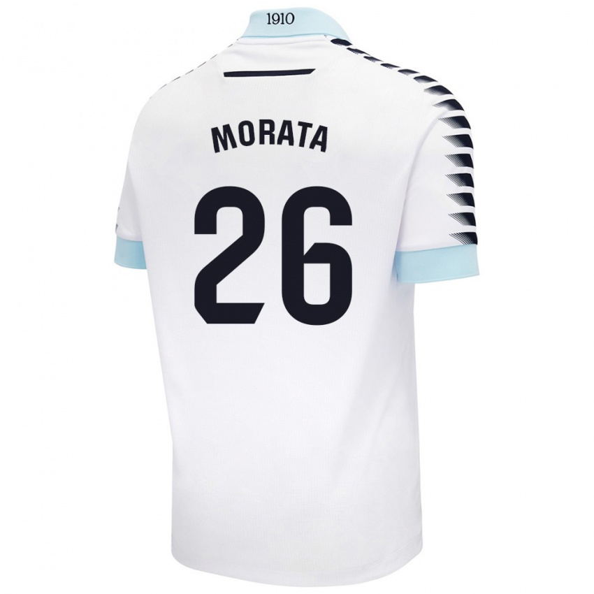 Lapset Álex Morata #26 Valkoinen Sininen Vieraspaita 2024/25 Lyhythihainen Paita T-Paita