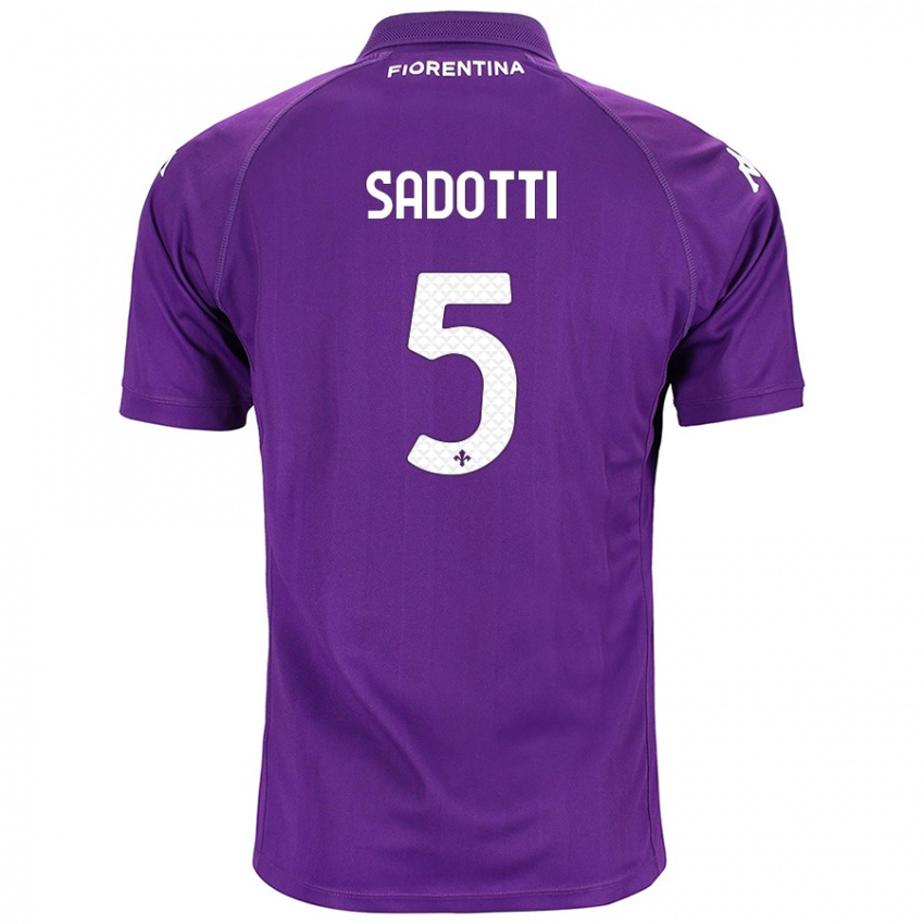 Miesten Edoardo Sadotti #5 Violetti Kotipaita 2024/25 Lyhythihainen Paita T-Paita