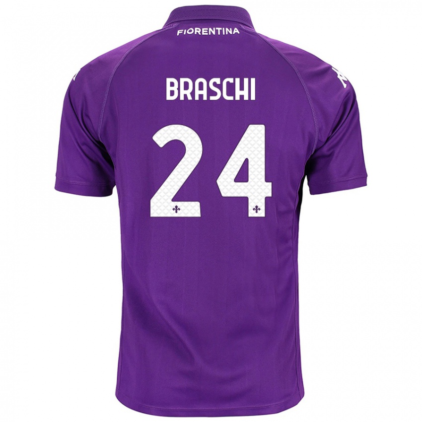 Miesten Riccardo Braschi #24 Violetti Kotipaita 2024/25 Lyhythihainen Paita T-Paita